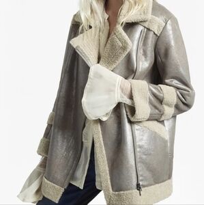 Metallic Shearling Zelda Coat
